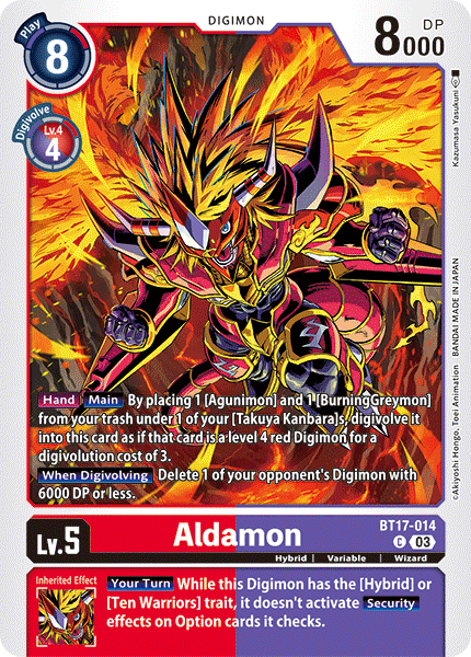 (014) Digimon TCG Secret Crisis Single: Aldamon (BT17-014) Common