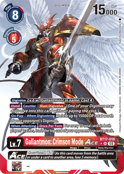 (018) Digimon TCG Secret Crisis Single: Gallantmon: Crimson Mode Ace (BT17-018) (V.2) Alternative Art
