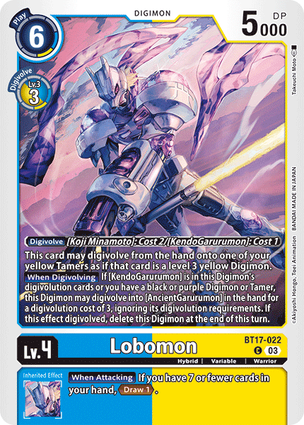 (022) Digimon TCG Secret Crisis Single: Lobomon (BT17-022) Common