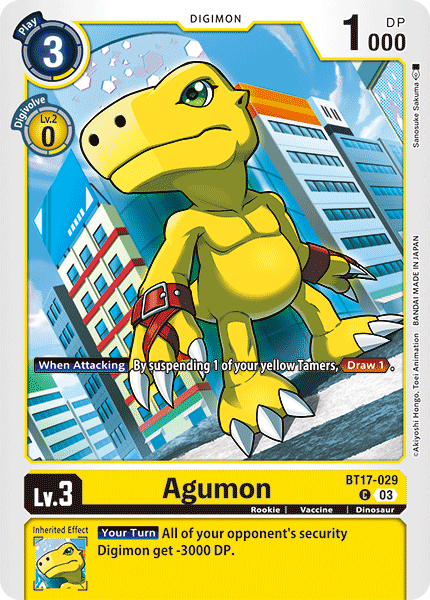 (029) Digimon TCG Secret Crisis Single: Agumon (BT17-029) Common