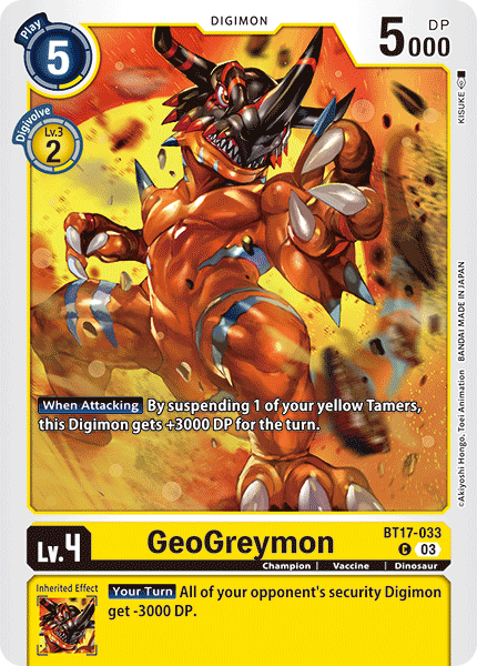(033) Digimon TCG Secret Crisis Single: GeoGreymon (BT17-033) Common