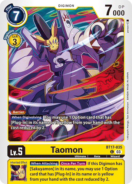 (035) Digimon TCG Secret Crisis Single: Taomon (BT17-035) Common