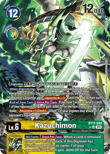 (040) Digimon TCG Secret Crisis Single: Kazuchimon (BT17-040) (V.2) Alternative Art