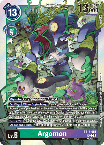 (051) Digimon TCG Secret Crisis Single: Argomon (BT17-051) (V.1) Super Rare