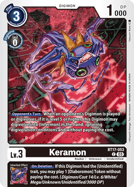 (053) Digimon TCG Secret Crisis Single: Keramon (BT17-053) Common