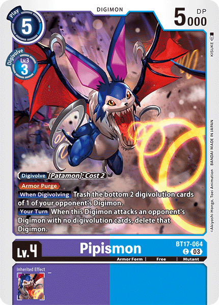 (064) Digimon TCG Secret Crisis Single: Pipismon (BT17-064) Common
