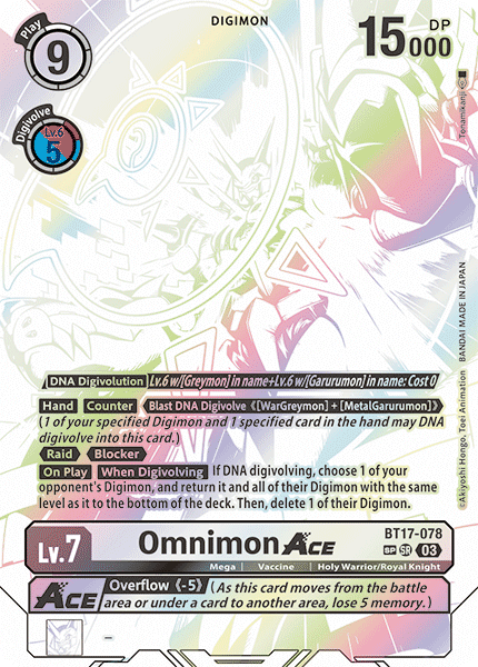 (078) Digimon TCG Secret Crisis Single: Omnimon Ace (BT17-078) (V.3) Special