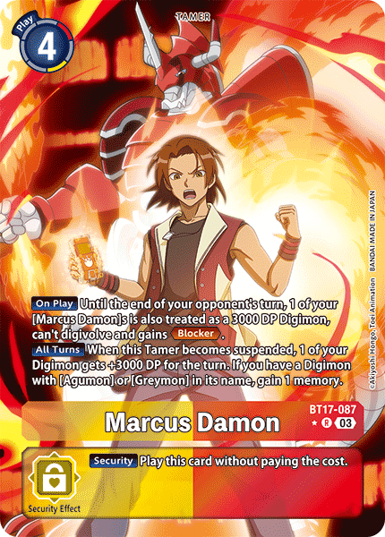 (087) Digimon TCG Secret Crisis Single: Marcus Damon (BT17-087) (V.2) Alternative Art