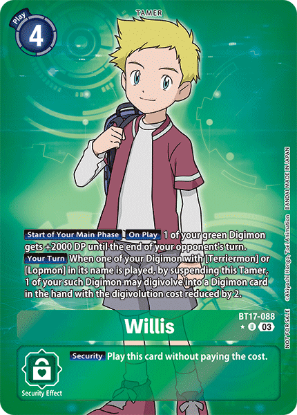 (088) Digimon TCG Secret Crisis Single: Willis (BT17-088) (V.2) Alternative Art