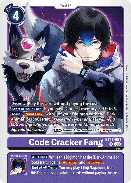 (091) Digimon TCG Secret Crisis Single: Code Cracker Fang (BT17-091) Uncommon