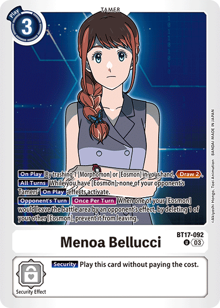 (092) Digimon TCG Secret Crisis Single: Menoa Bellucci (BT17-092) (V.1) Uncommon