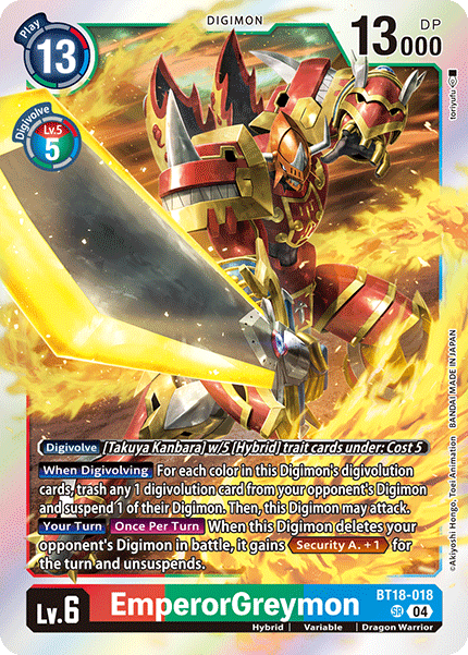 (018) Digimon TCG Special Booster Ver 2.0 Single: EmperorGreymon (BT18-018) (V.1) Super Rare