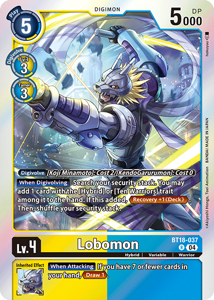 (037) Digimon TCG Special Booster Ver 2.0 Single: Lobomon (BT18-037) Rare