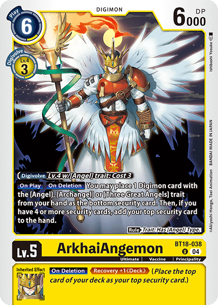 (038) Digimon TCG Special Booster Ver 2.0 Single: ArkhaiAngemon (BT18-038) Uncommon