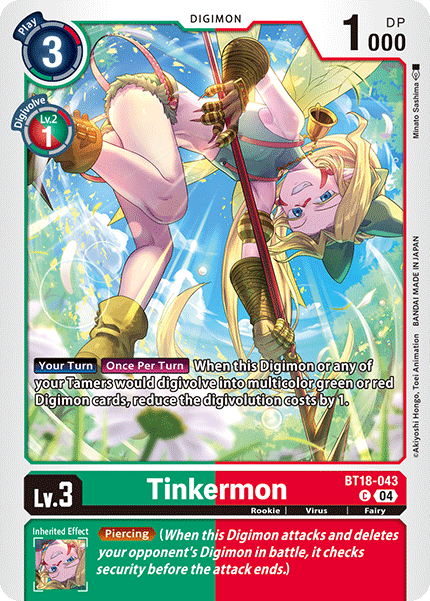 (043) Digimon TCG Special Booster Ver 2.0 Single: Tinkermon (BT18-043) Common