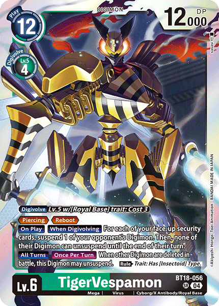 (056) Digimon TCG Special Booster Ver 2.0 Single: TigerVespamon (BT18-056) (V.1) Super Rare
