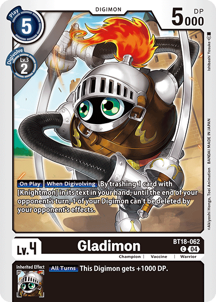 (062) Digimon TCG Special Booster Ver 2.0 Single: Gladimon (BT18-062) Common