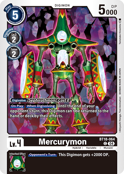 (064) Digimon TCG Special Booster Ver 2.0 Single: Mercurymon (BT18-064) Common