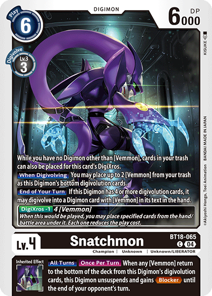 (065) Digimon TCG Special Booster Ver 2.0 Single: Snatchmon (BT18-065) Common