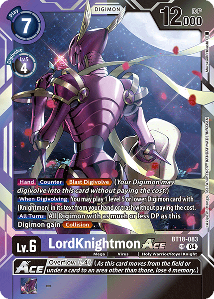 (083) Digimon TCG Special Booster Ver 2.0 Single: LordKnightmon Ace (BT18-083) (V.1) Super Rare