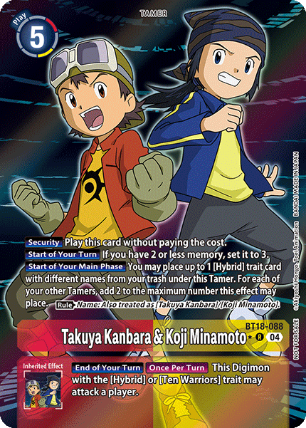 (088) Digimon TCG Special Booster Ver 2.0 Single: Takuya Kanbara & Koji Minamoto (BT18-088) (V.2) Alternative Art