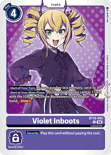 (093) Digimon TCG Special Booster Ver 2.0 Single: Violet Inboots (BT18-093) (V.1) Uncommon