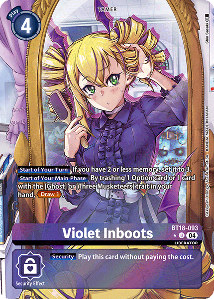 (093) Digimon TCG Special Booster Ver 2.0 Single: Violet Inboots (BT18-093) (V.2) Alternative Art