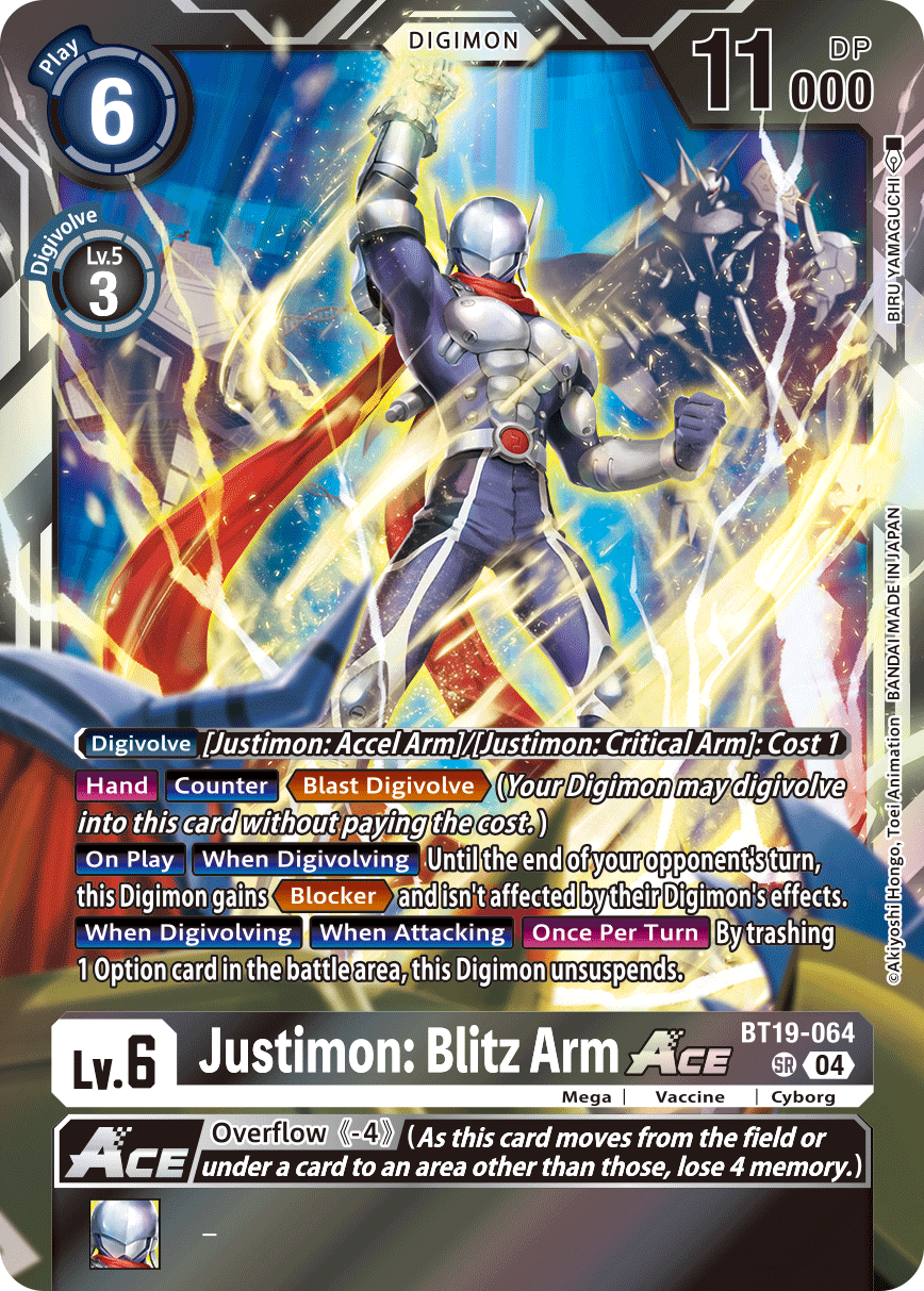 (BT19-064) Digimon TCG Special Booster Ver 2.5 Single: Justimon: Blitz Arm Ace (BT19-064) (V.2) Alternative Art