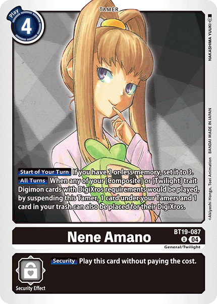 (BT19-087) Digimon TCG Special Booster Ver 2.0 Single: Nene Amano (BT19-087) (V.1) Uncommon