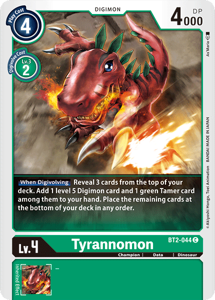 (BT2-044) Digimon TCG Release Special Booster v1.0 Single: Tyrannomon (BT2-044) Common