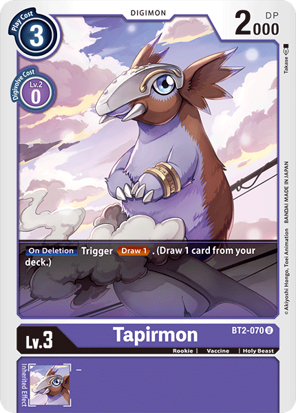 (BT2-070) Digimon TCG Release Special Booster v1.0 Single: Tapirmon (BT2-070) Uncommon