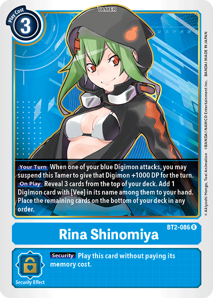 (BT2-086) Digimon TCG Release Special Booster v1.5 Single: Rina Shinomiya (BT2-086) Rare