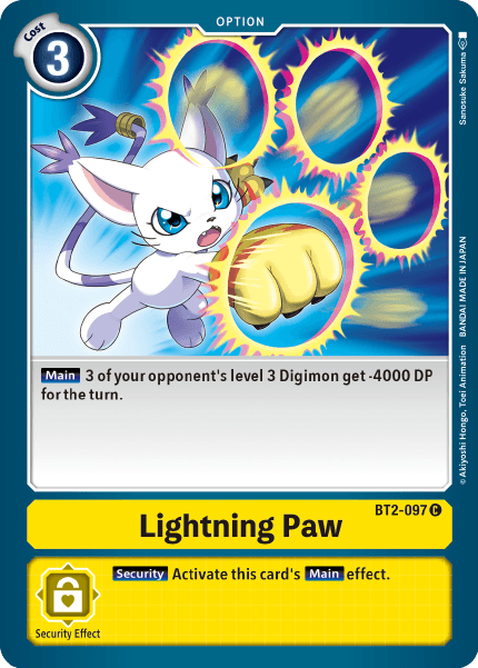 (BT2-097) Digimon TCG Release Special Booster v1.5 Single: Lightning Paw (BT2-097) Common