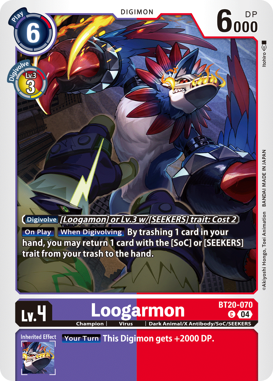 (070) Digimon TCG Special Booster Ver 2.5 Single: Loogarmon (BT20-070) Common