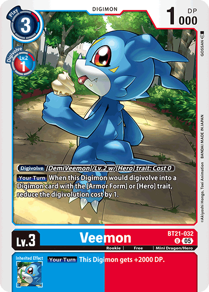 (032) Digimon TCG World Convergence Single: Veemon (BT21-032) Uncommon