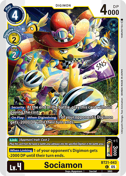 (043) Digimon TCG World Convergence Single: Sociamon (BT21-043) Common