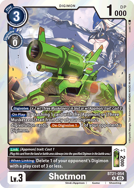 (054) Digimon TCG World Convergence Single: Shotmon (BT21-054) Rare