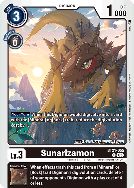 (055) Digimon TCG World Convergence Single: Sunarizamon (BT21-055) Common