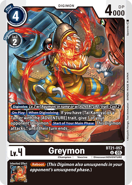 (057) Digimon TCG World Convergence Single: Greymon (BT21-057) Uncommon