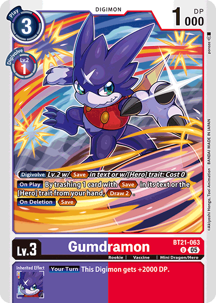 (063) Digimon TCG World Convergence Single: Gumdramon (BT21-063) Uncommon