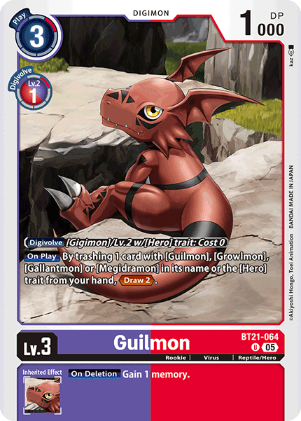 (064) Digimon TCG World Convergence Single: Guilmon (BT21-064) Uncommon