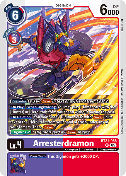 (066) Digimon TCG World Convergence Single: Arresterdramon (BT21-066) Uncommon