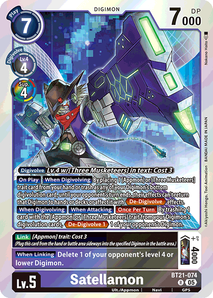 (074) Digimon TCG World Convergence Single: Satellamon (BT21-074) Rare