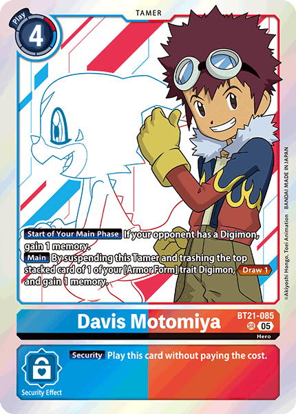 (085) Digimon TCG World Convergence Single: Davis Motomiya (BT21-085) (V.1) Super Rare