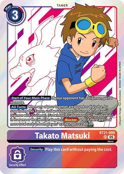 (089) Digimon TCG World Convergence Single: Takato Matsuki (BT21-089) (V.1) Super Rare