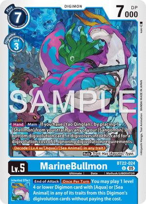 (024) Digimon TCG Cyber Eden Single: MarineBullmon (BT22-024) Uncommon