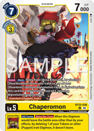(036) Digimon TCG Cyber Eden Single: Chaperomon (BT22-036) Uncommon