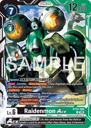 (066) Digimon TCG Cyber Eden Single: Raidenmon Ace (BT22-066) Uncommon