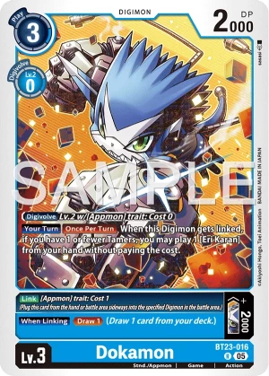 (016) Digimon TCG Hackers' Slumber Single: Dokamon (BT23-016) Rare