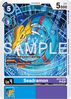 (020) Digimon TCG Hackers' Slumber Single: Seadramon (BT23-020) Uncommon